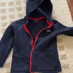 Patagonia Kids Navy Hoodie with Red Accents